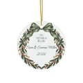 Personalized Ceramic Christmas Ornament – First Christmas as Mr. and Mrs. (Round)