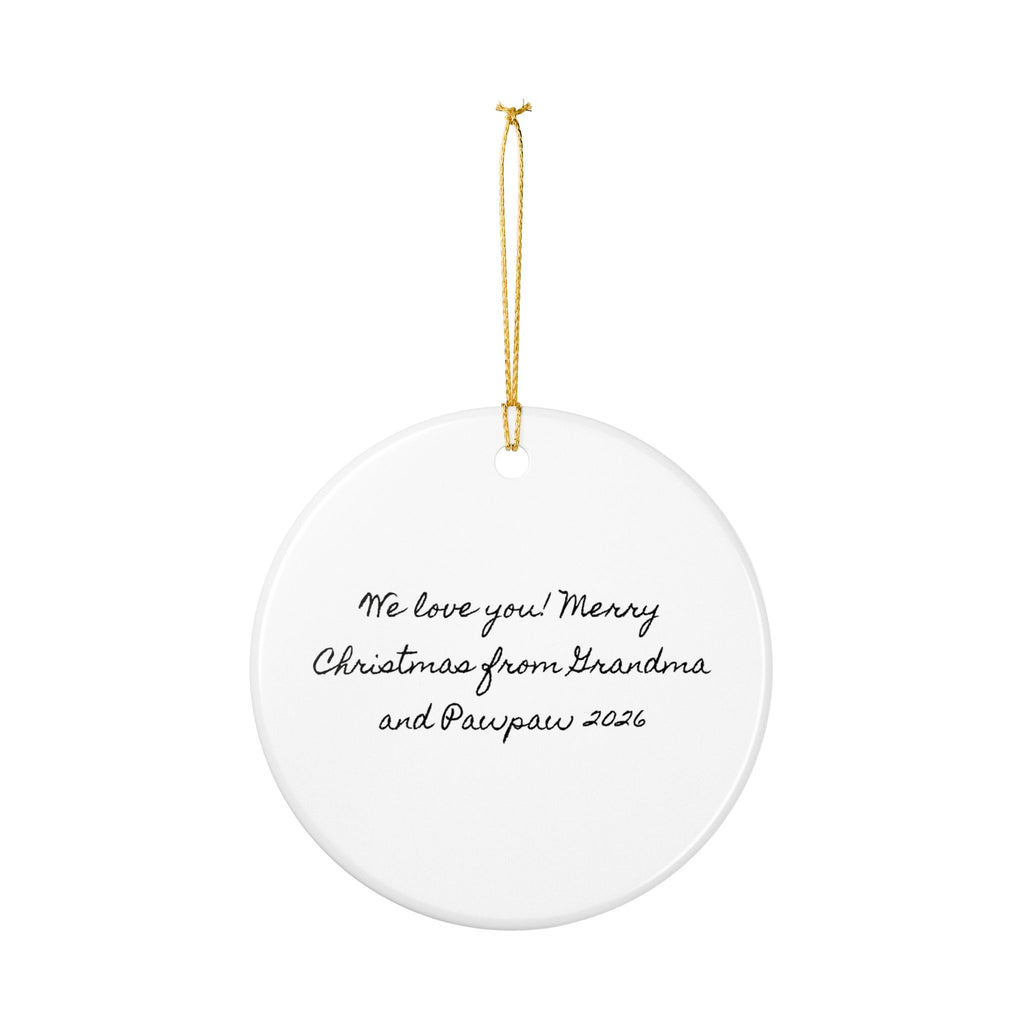 Personalized Ceramic Christmas Ornament — 'First Christmas 2026' Squirrel with Pine & Scarf