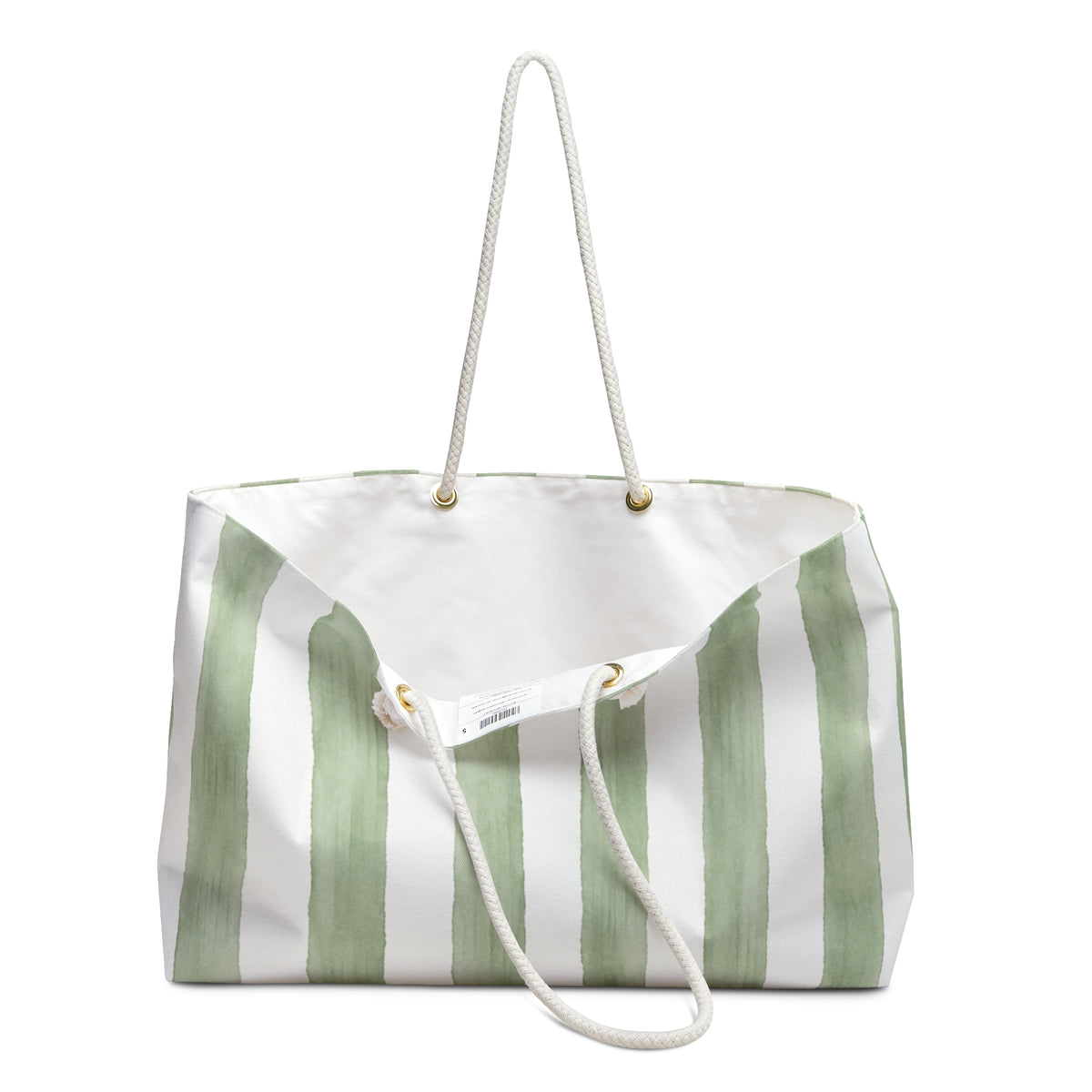 In the Garden With Sage Green Striped Weekender Bag