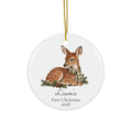 Personalized Fawn Ceramic Ornament — "First Christmas 2026" Keepsake