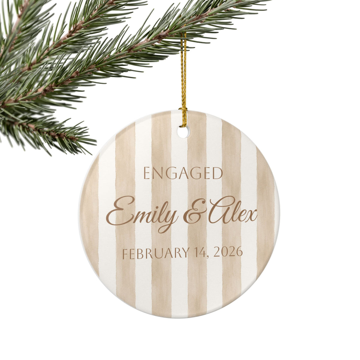 Engaged Emily & Alex Personalized Ceramic Ornament – February 14, 2026