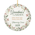 Grandma's Garden Personalized Ceramic Ornament – Custom Names & Year, 'Blooming Since' Christmas Gift