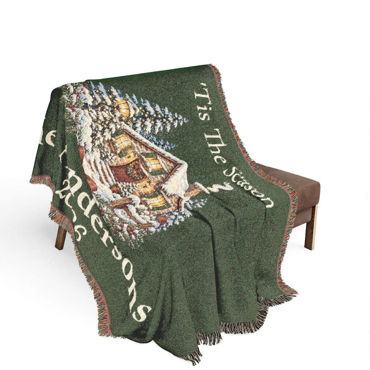 Tis The Season Woven Blanket - Personalized Family Name and Year Throw /Tapestry / Wall Art