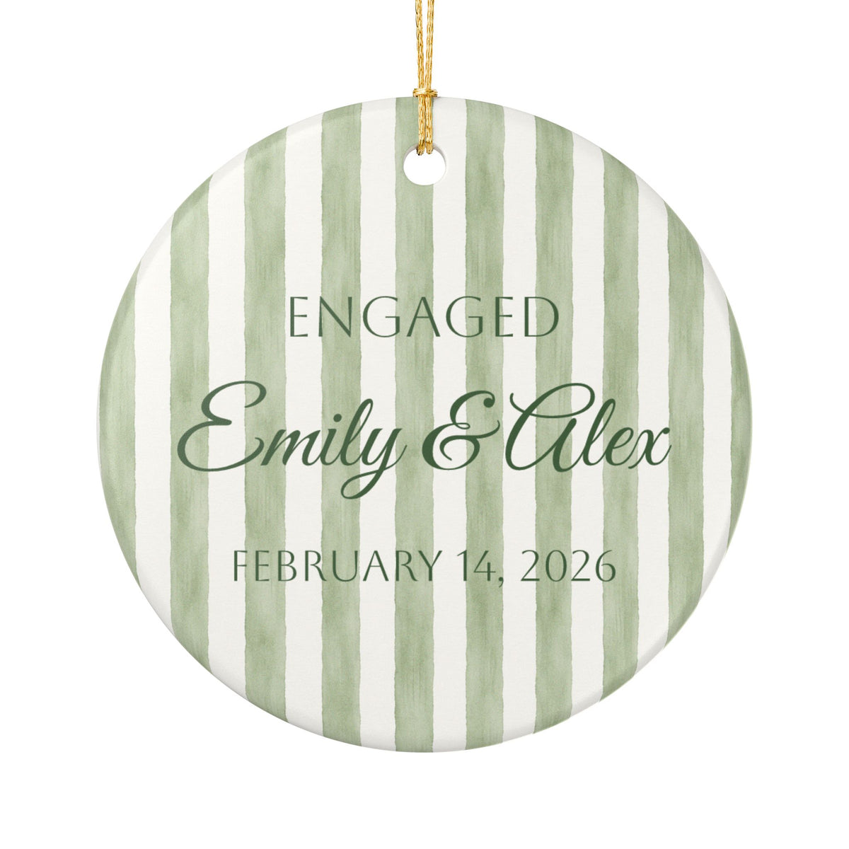 Personalized Engaged Couple Ceramic Ornament –  Wedding Keepsake