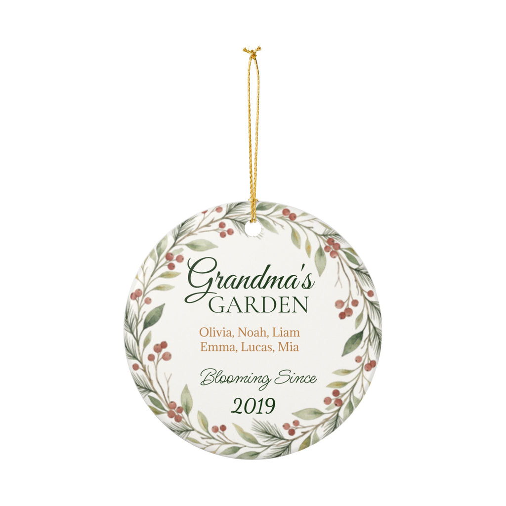Grandma's Garden Personalized Ceramic Ornament – Custom Names & Year, 'Blooming Since' Christmas Gift