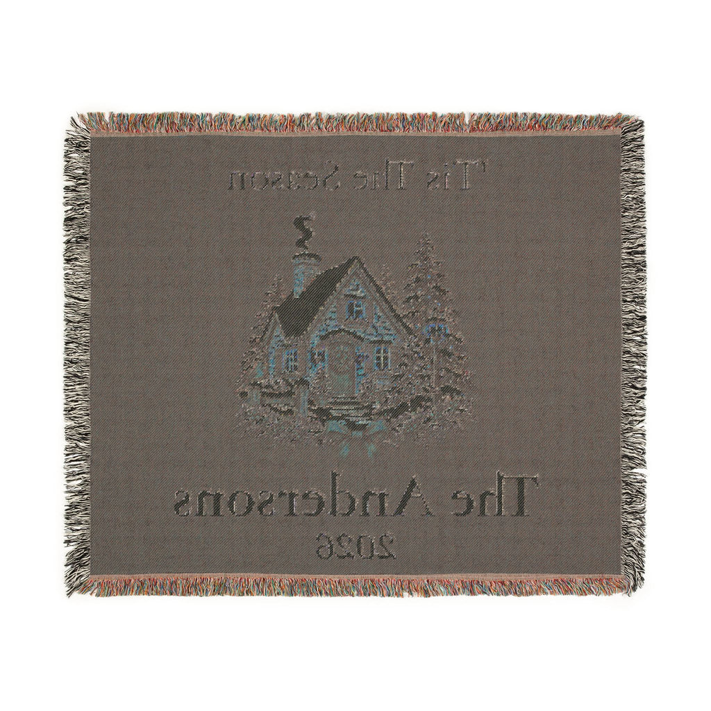 Tis The Season Woven Blanket - Personalized Family Name and Year Throw /Tapestry / Wall Art