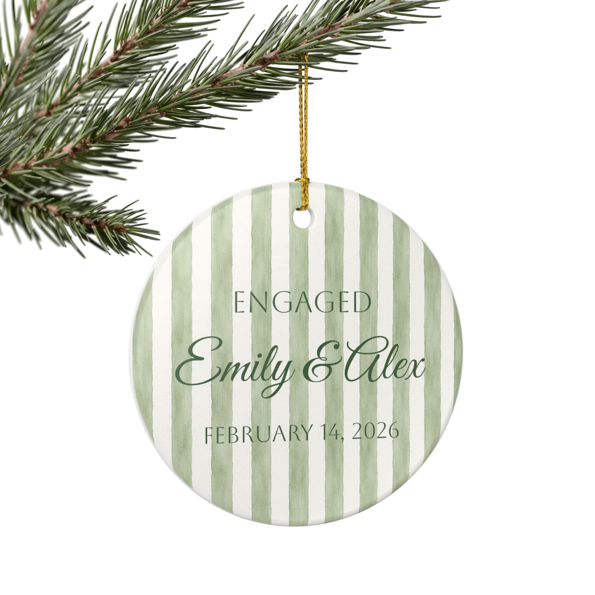 Personalized Engaged Couple Ceramic Ornament –  Wedding Keepsake