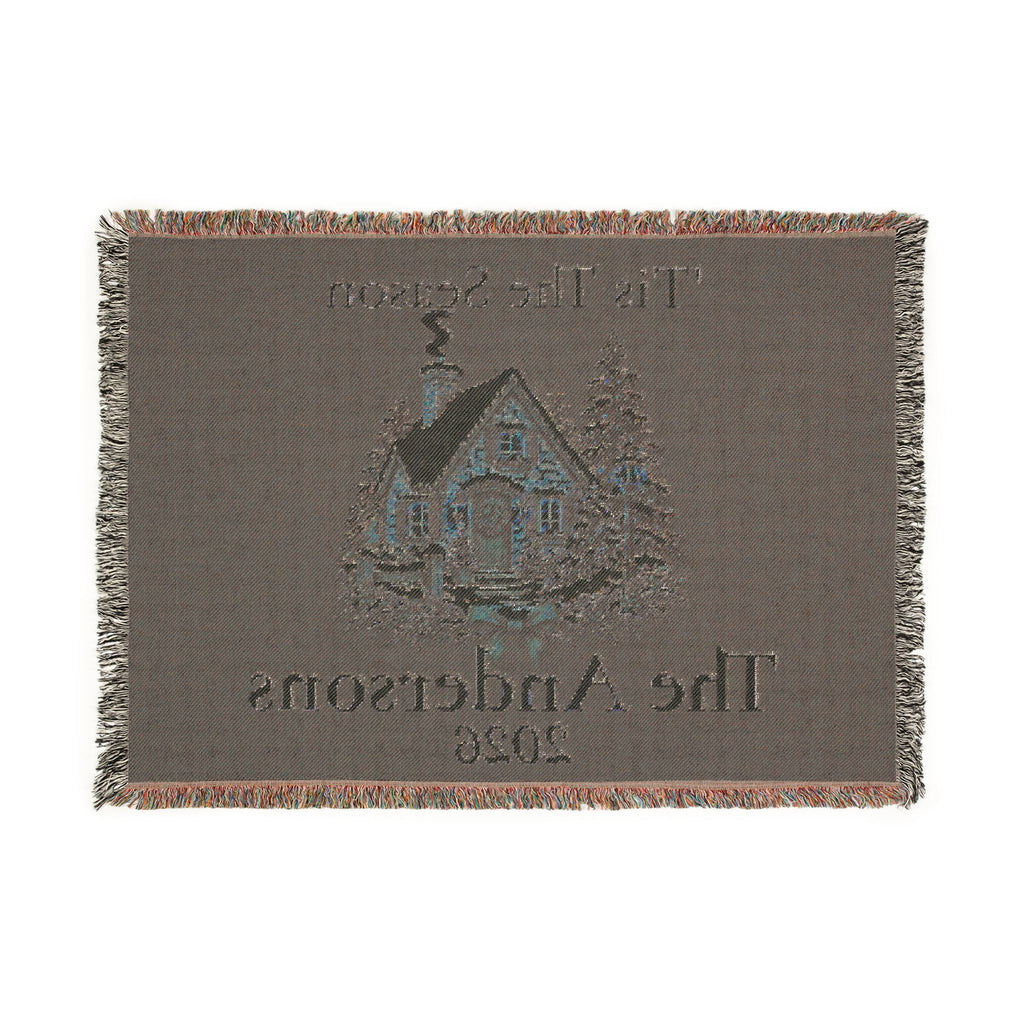 Tis The Season Woven Blanket - Personalized Family Name and Year Throw /Tapestry / Wall Art