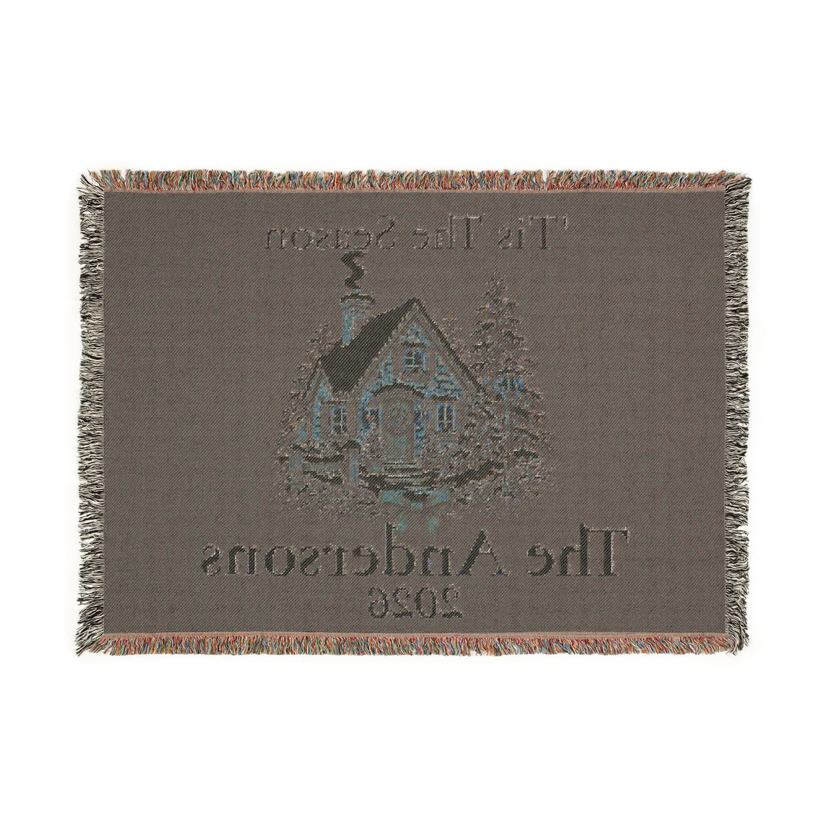 Tis The Season Woven Blanket - Personalized Family Name and Year Throw /Tapestry / Wall Art