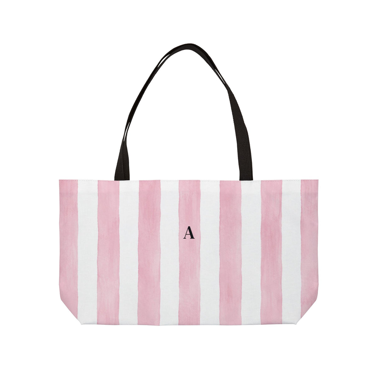Blush Striped Personalized Weekender Tote Bag with optional Monogram Initial