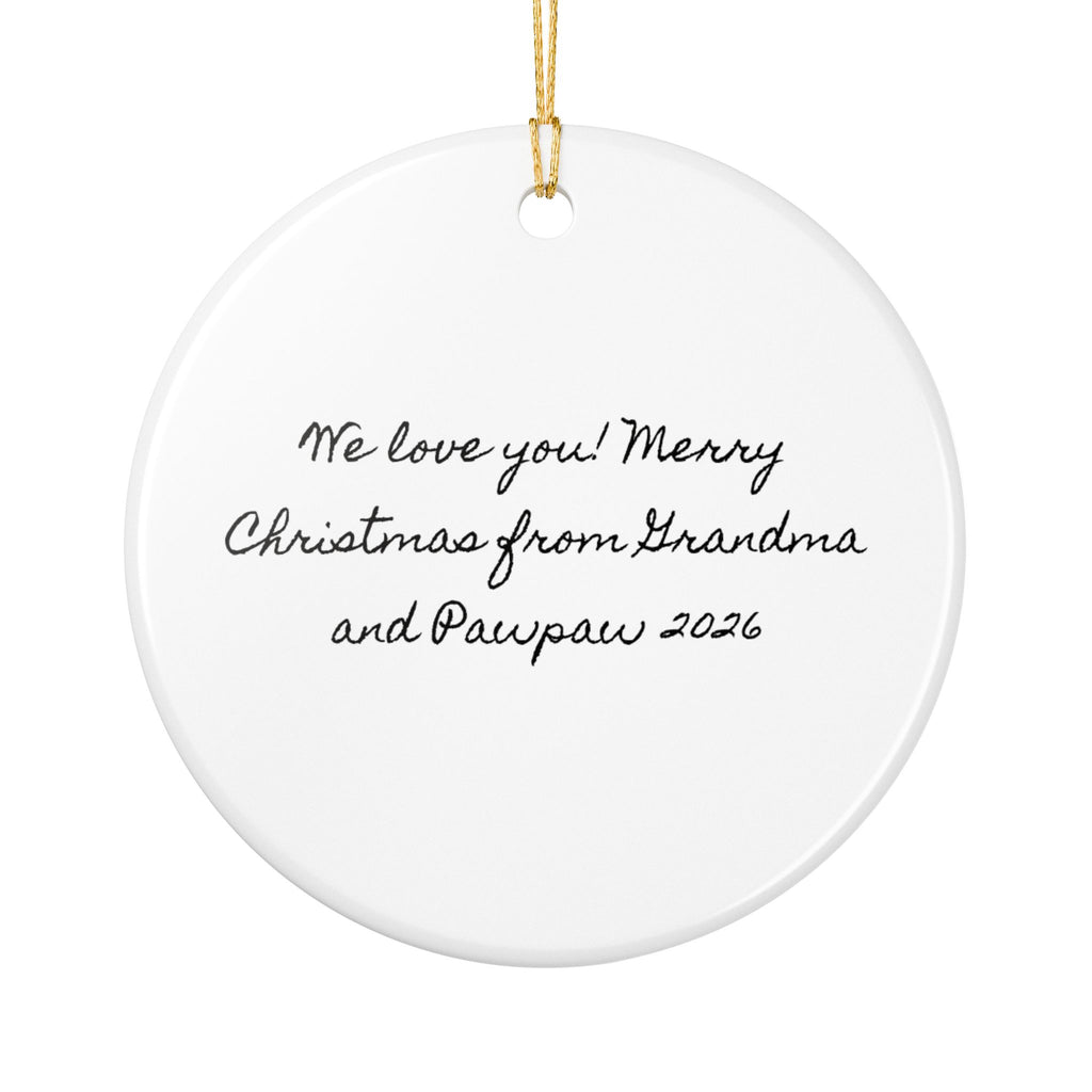 Personalized Ceramic Christmas Ornament — 'First Christmas 2026' Squirrel with Pine & Scarf