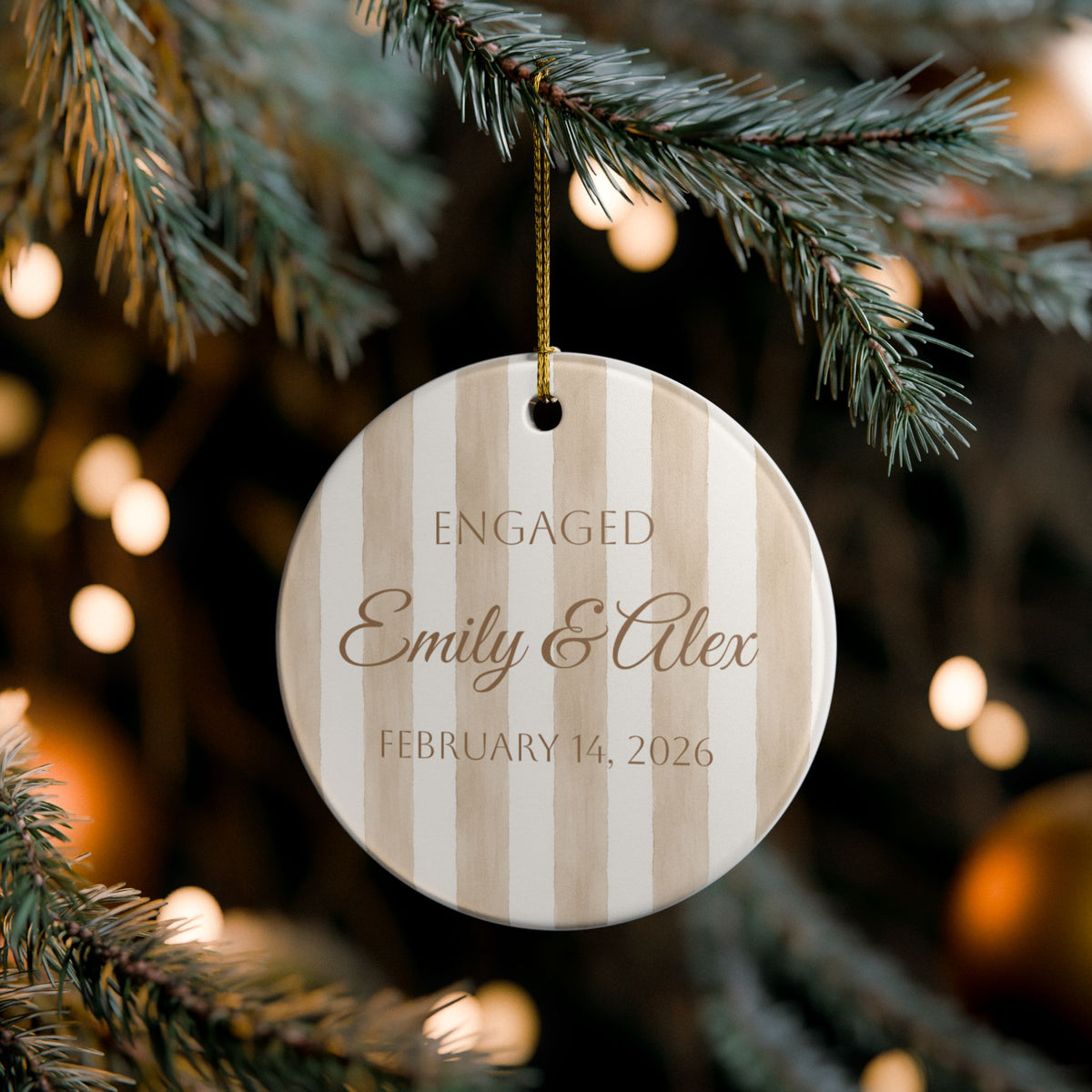 Engaged Emily & Alex Personalized Ceramic Ornament – February 14, 2026