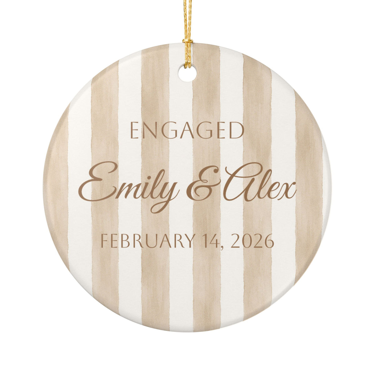 Engaged Emily & Alex Personalized Ceramic Ornament – February 14, 2026