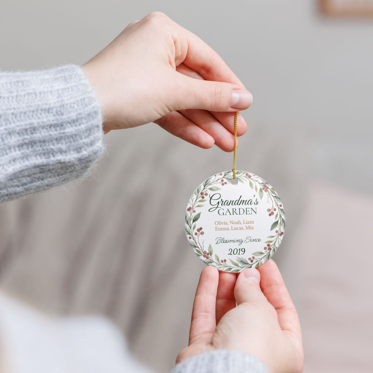 Grandma's Garden Personalized Ceramic Ornament – Custom Names & Year, 'Blooming Since' Christmas Gift