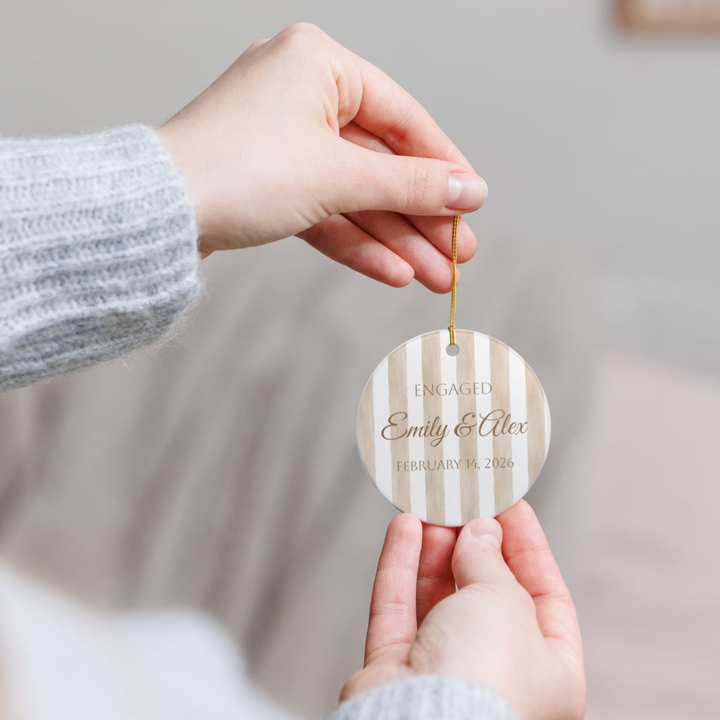 Engaged Emily & Alex Personalized Ceramic Ornament – February 14, 2026