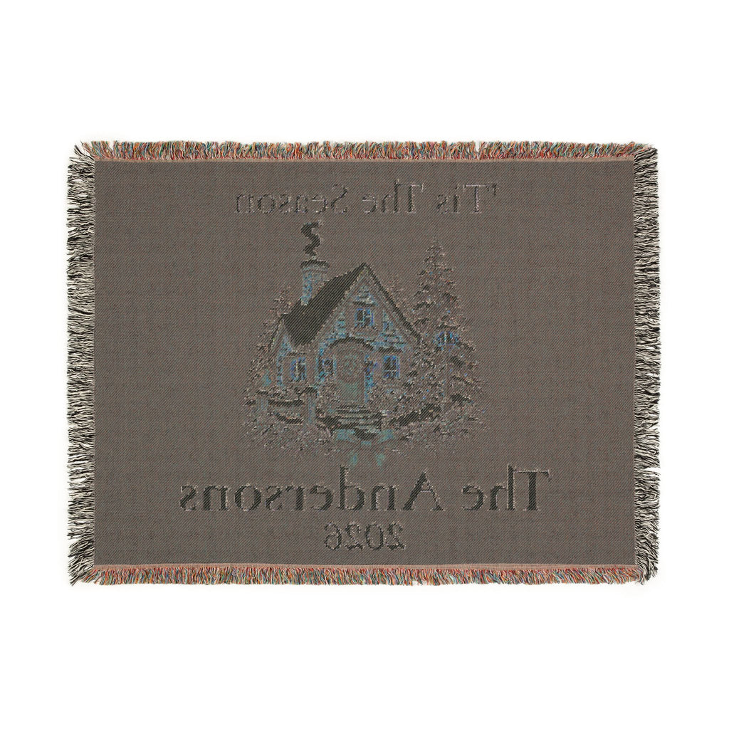Tis The Season Woven Blanket - Personalized Family Name and Year Throw /Tapestry / Wall Art
