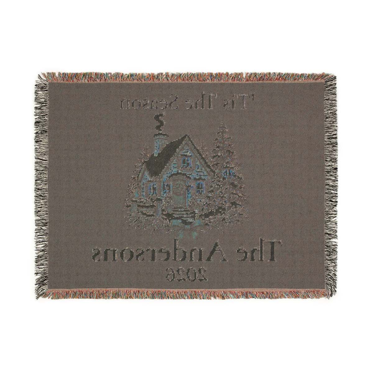 Tis The Season Woven Blanket - Personalized Family Name and Year Throw /Tapestry / Wall Art