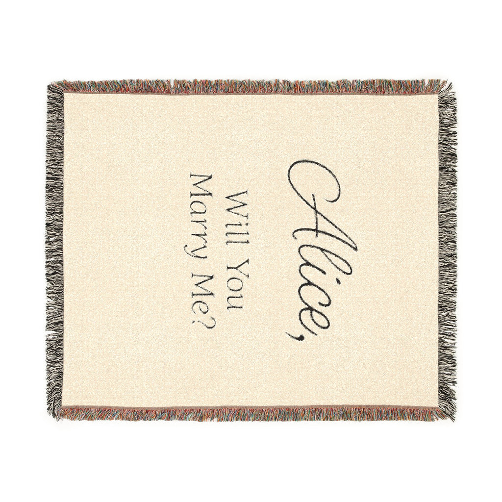 Personalized 'Will You Marry Me?' Woven Blanket — Custom Name Proposal Throw