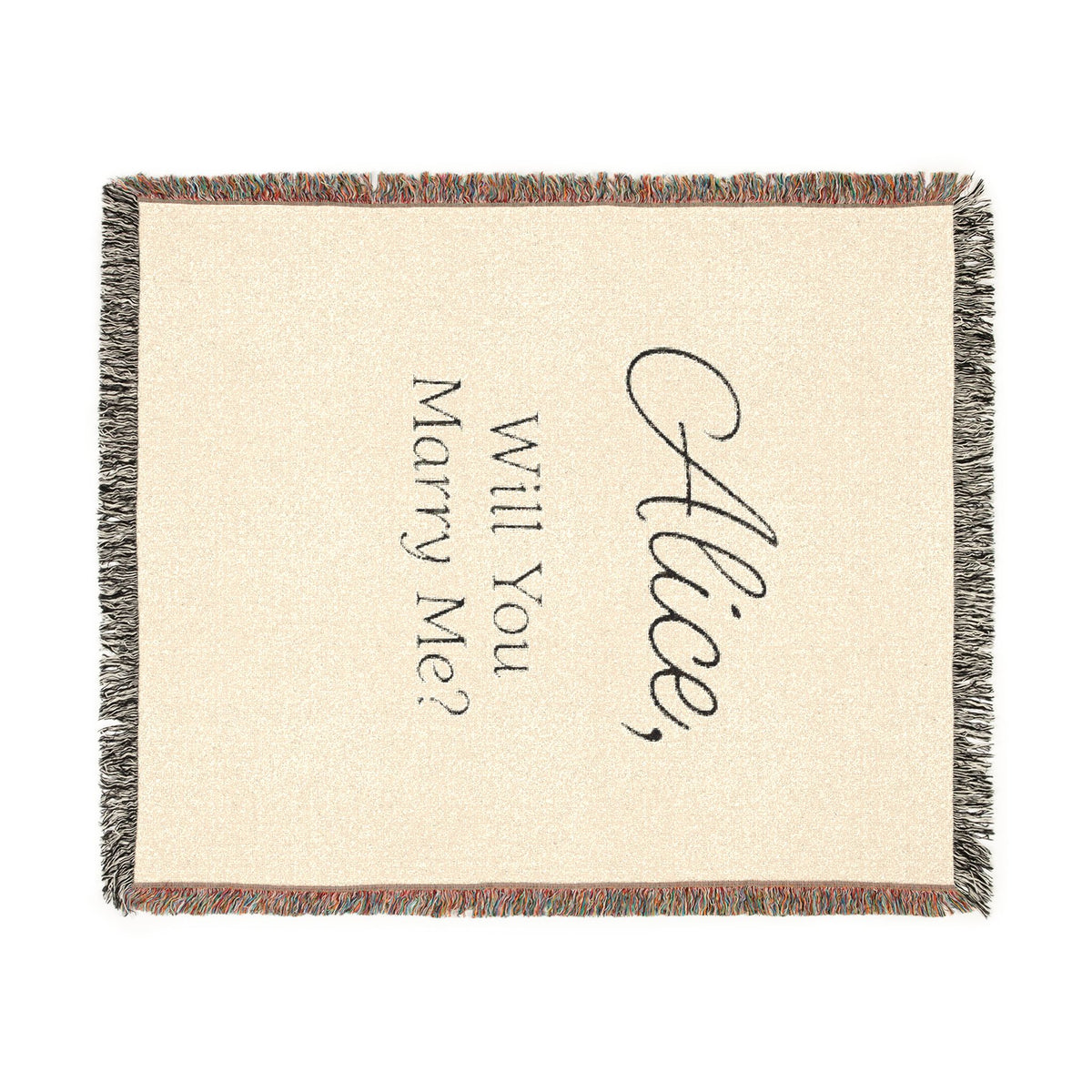 Personalized 'Will You Marry Me?' Woven Blanket — Custom Name Proposal Throw