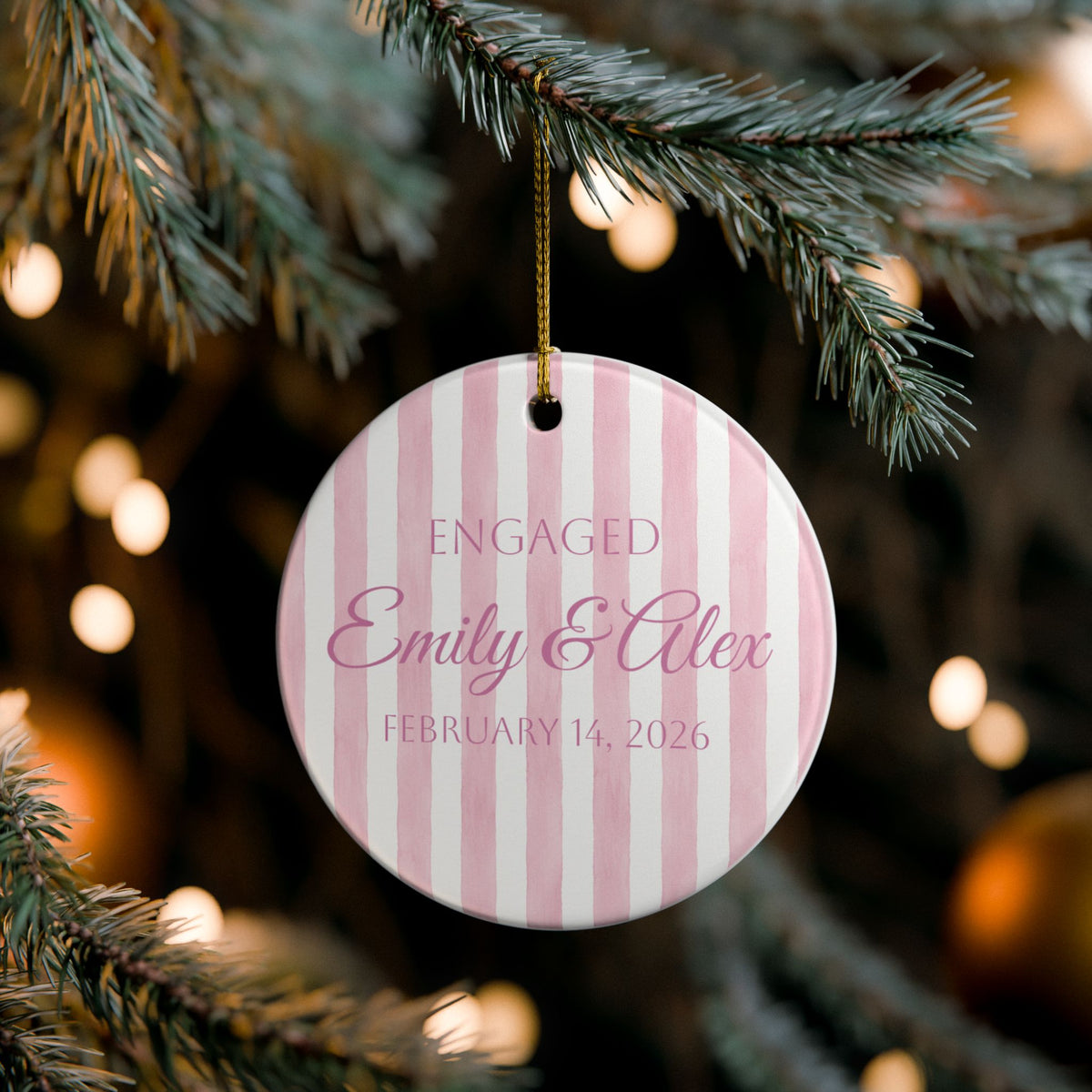 Engagement Gift- Couple Ceramic Ornament – Personalized Love Keepsake