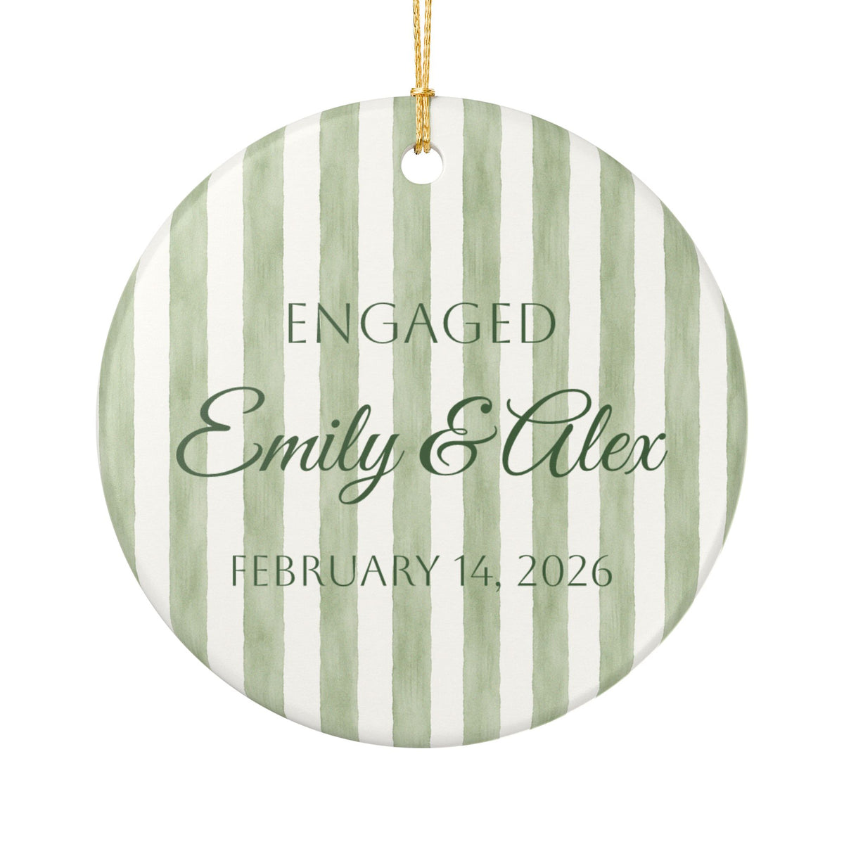 Personalized Engaged Couple Ceramic Ornament –  Wedding Keepsake