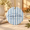 Blue Engagement Ceramic Ornament – Personalized Engagement Keepsake