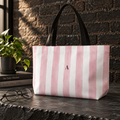 Blush Striped Personalized Weekender Tote Bag with optional Monogram Initial