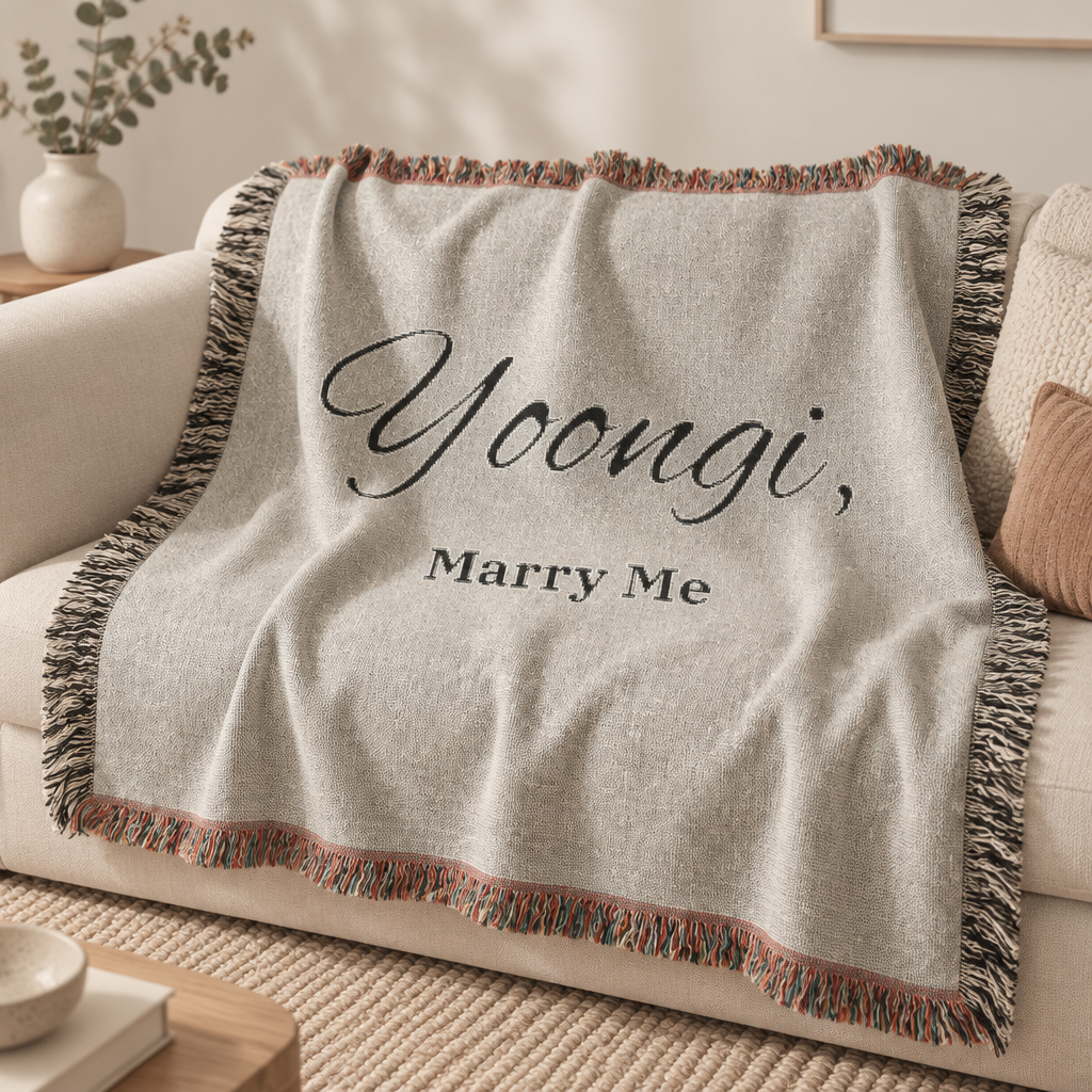 "Yoongi, Marry Me" OR Personalized Woven Blanket-Custom Proposal throw/tapestry