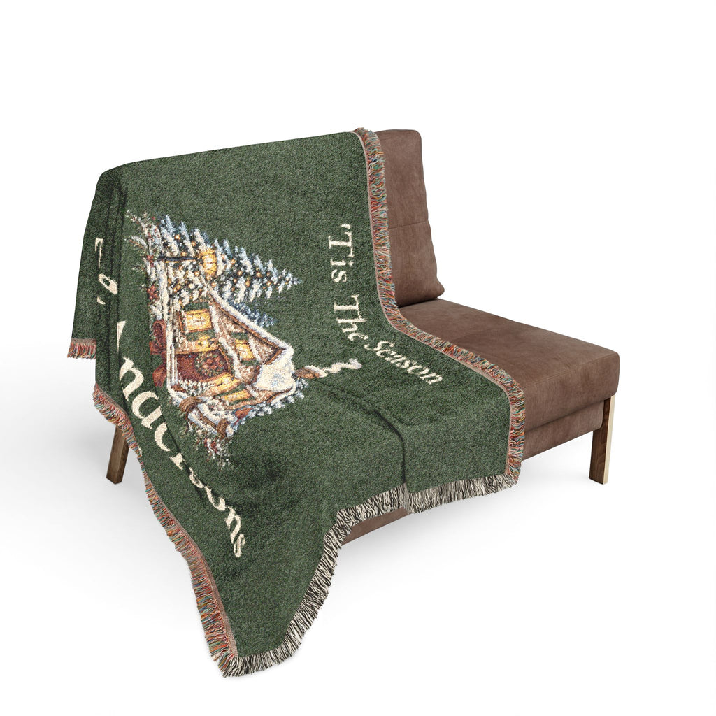 Tis The Season Woven Blanket - Personalized Family Name and Year Throw /Tapestry / Wall Art