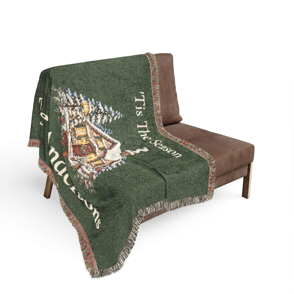 Tis The Season Woven Blanket - Personalized Family Name and Year Throw /Tapestry / Wall Art