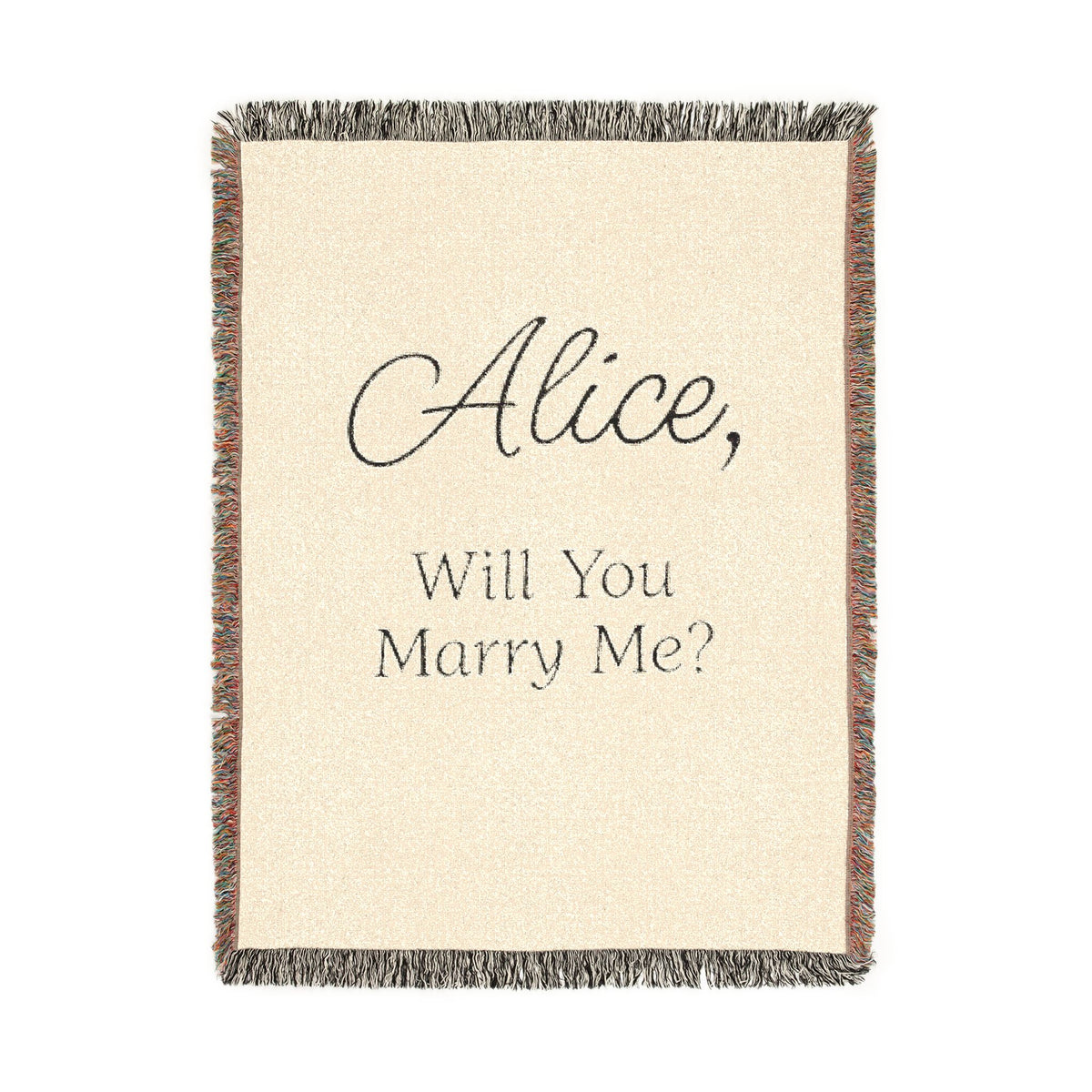 Personalized 'Will You Marry Me?' Woven Blanket — Custom Name Proposal Throw