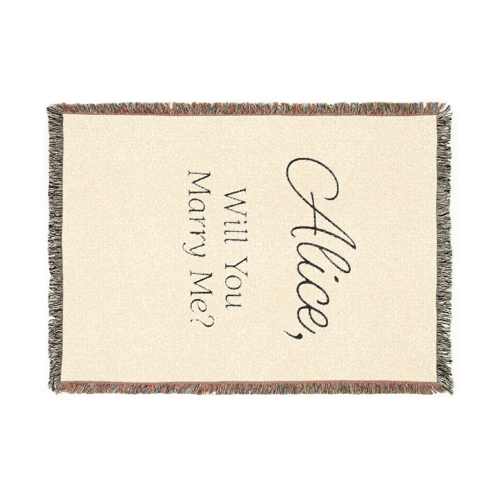 Personalized 'Will You Marry Me?' Woven Blanket — Custom Name Proposal Throw