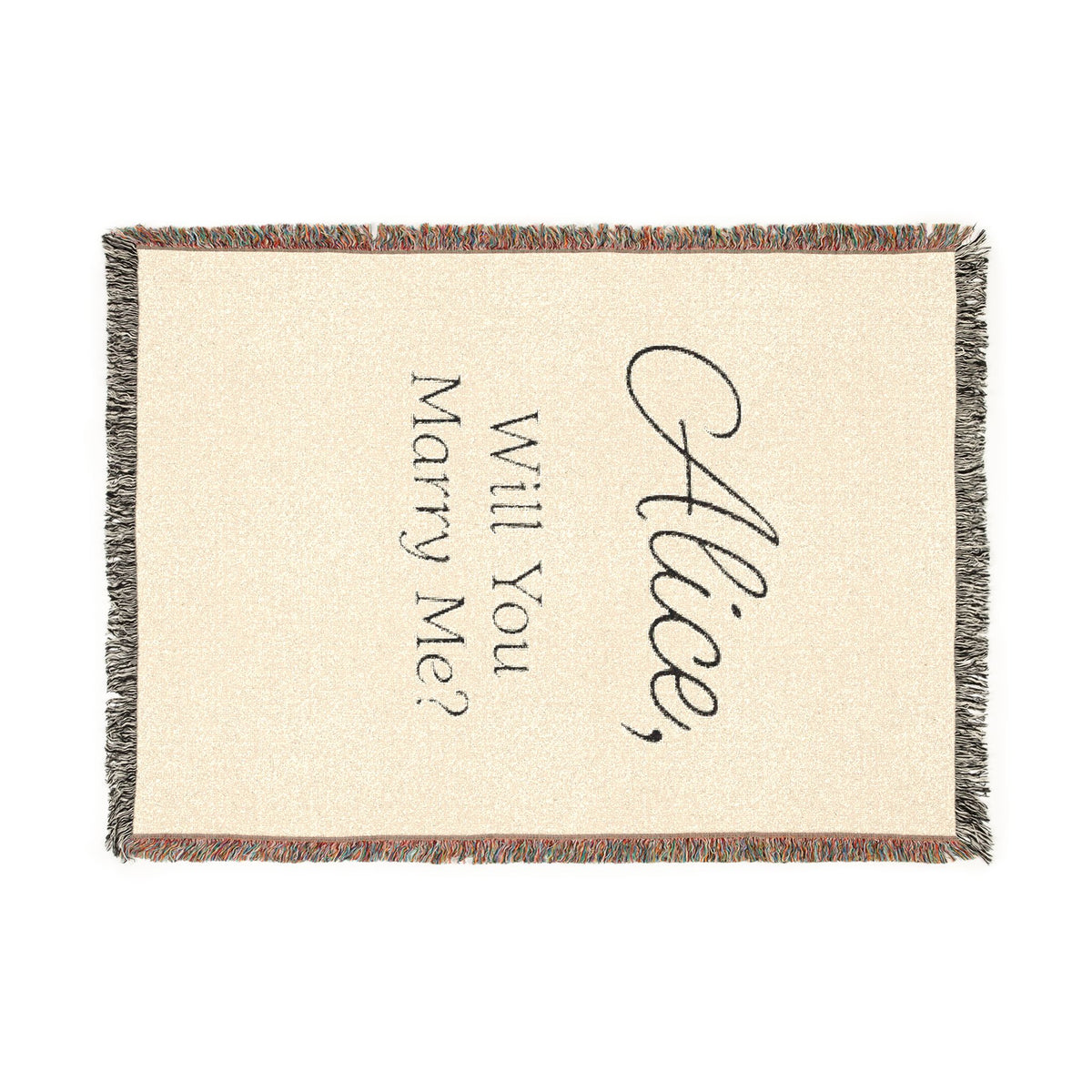 Personalized 'Will You Marry Me?' Woven Blanket — Custom Name Proposal Throw