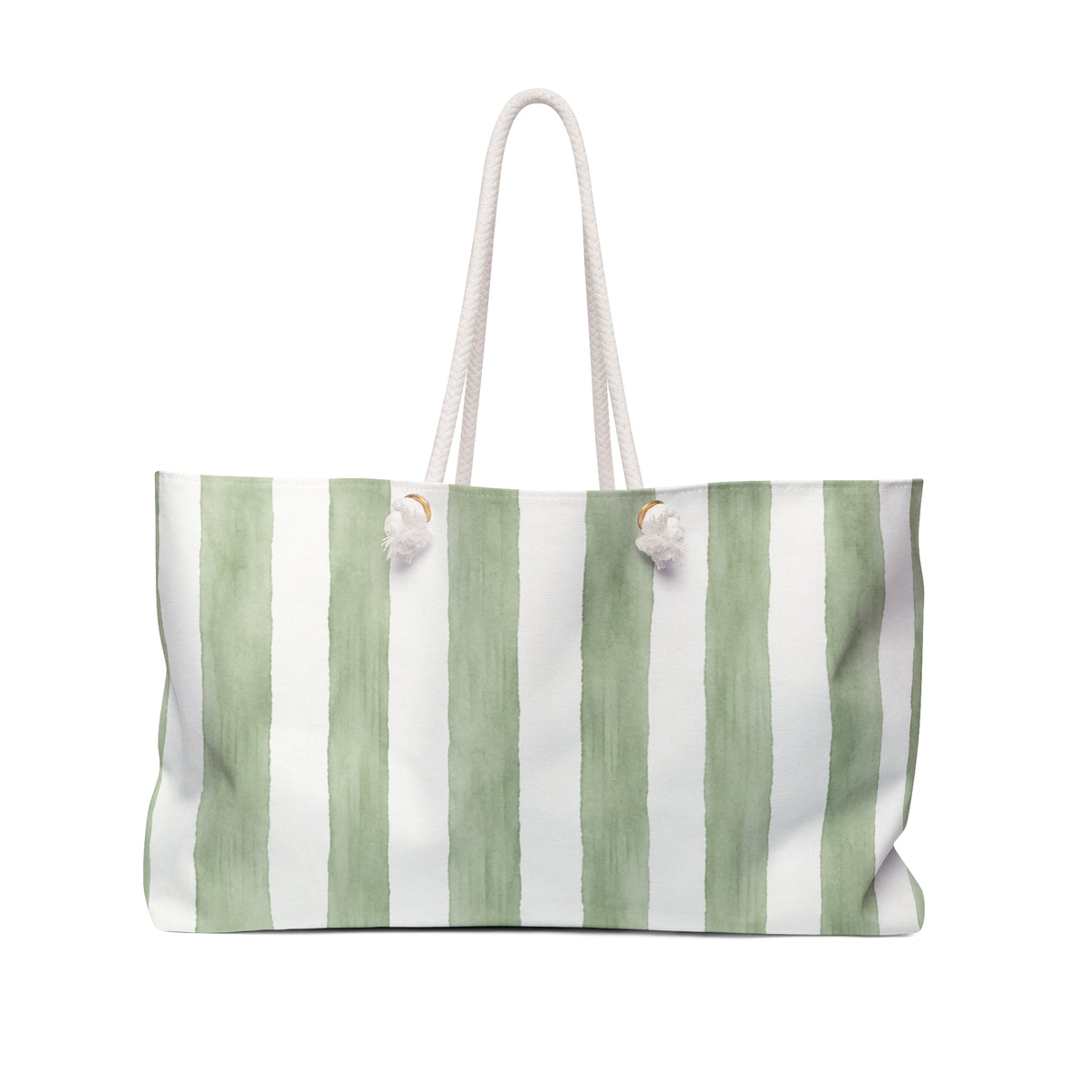 In the Garden With Sage Green Striped Weekender Bag