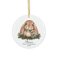 Personalized Bunny First Christmas Ornament/mobile pendant/gift tag — Ceramic Holiday Keepsake