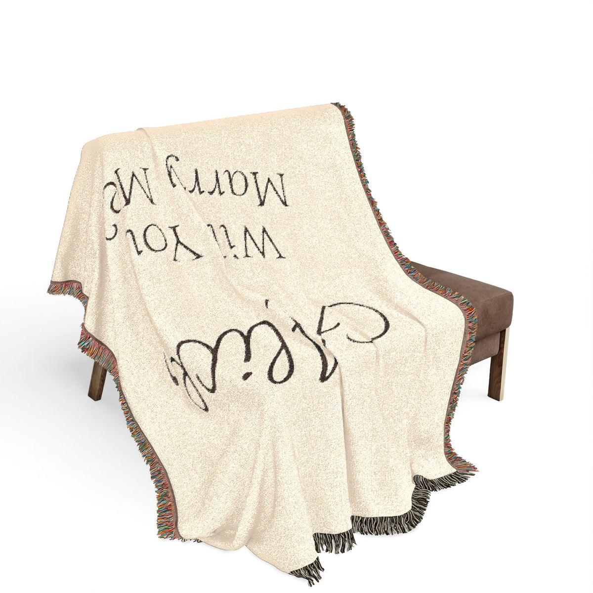 Personalized 'Will You Marry Me?' Woven Blanket — Custom Name Proposal Throw
