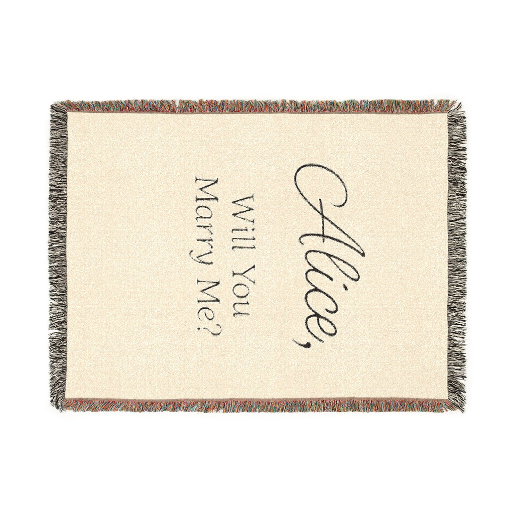 Personalized 'Will You Marry Me?' Woven Blanket — Custom Name Proposal Throw