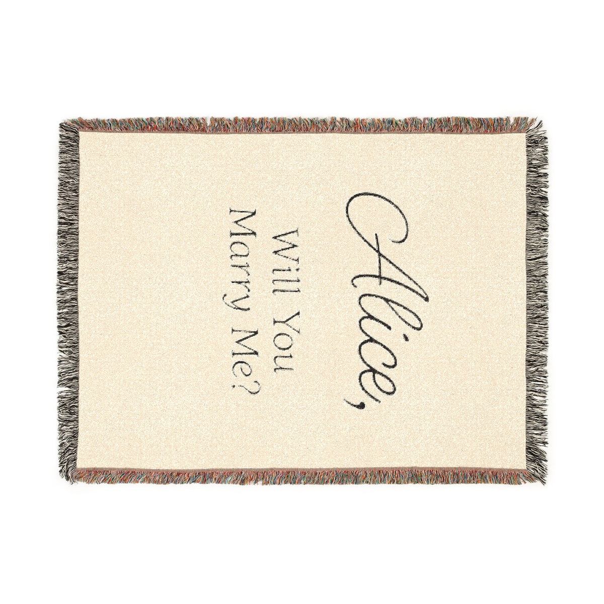 Personalized 'Will You Marry Me?' Woven Blanket — Custom Name Proposal Throw