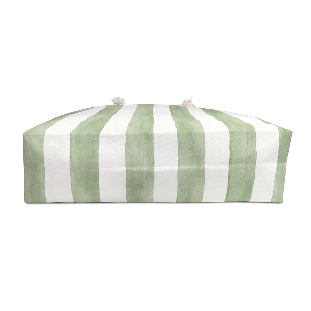 In the Garden With Sage Green Striped Weekender Bag