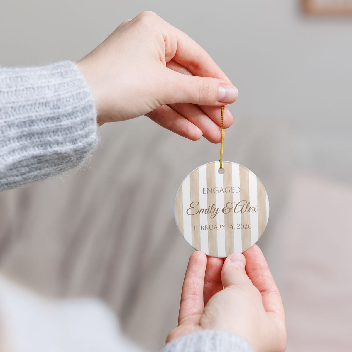 Engaged Emily & Alex Personalized Ceramic Ornament – February 14, 2026