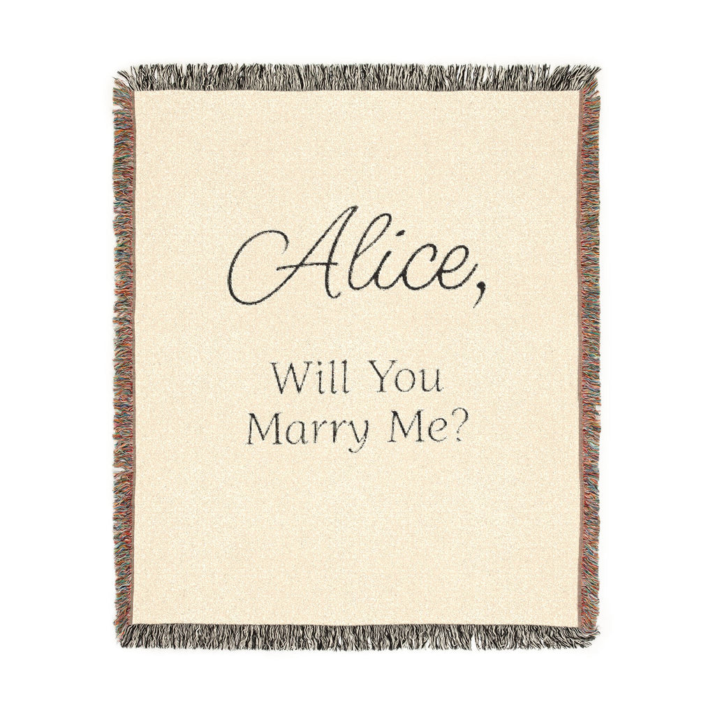 Personalized 'Will You Marry Me?' Woven Blanket — Custom Name Proposal Throw