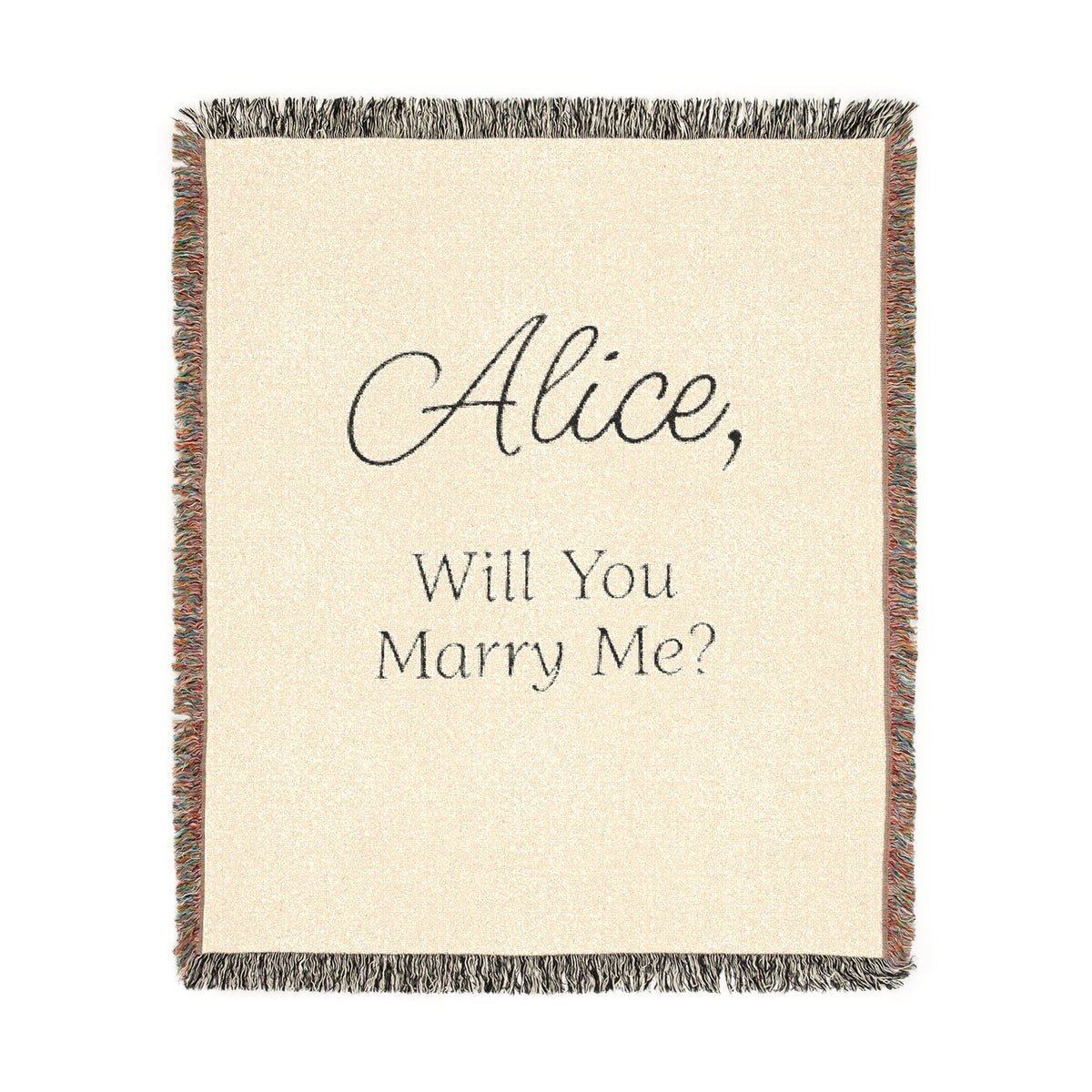 Personalized 'Will You Marry Me?' Woven Blanket — Custom Name Proposal Throw