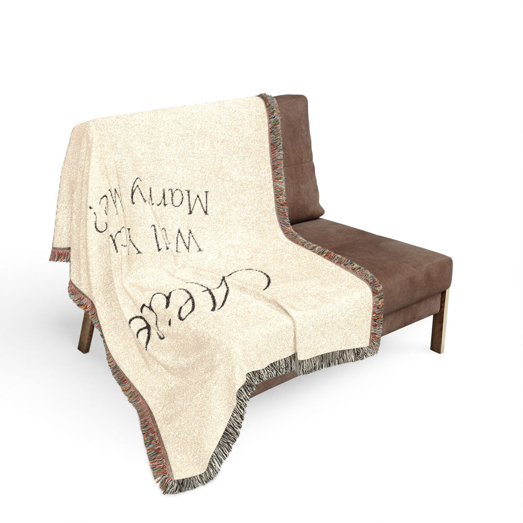 Personalized 'Will You Marry Me?' Woven Blanket — Custom Name Proposal Throw