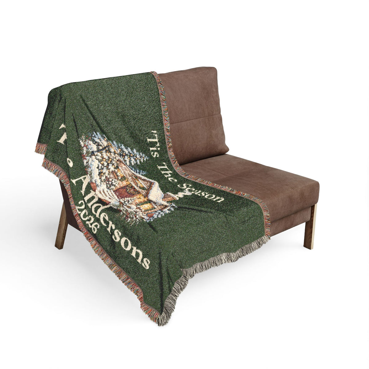 Tis The Season Woven Blanket - Personalized Family Name and Year Throw /Tapestry / Wall Art
