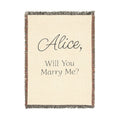 Personalized 'Will You Marry Me?' Woven Blanket — Custom Name Proposal Throw