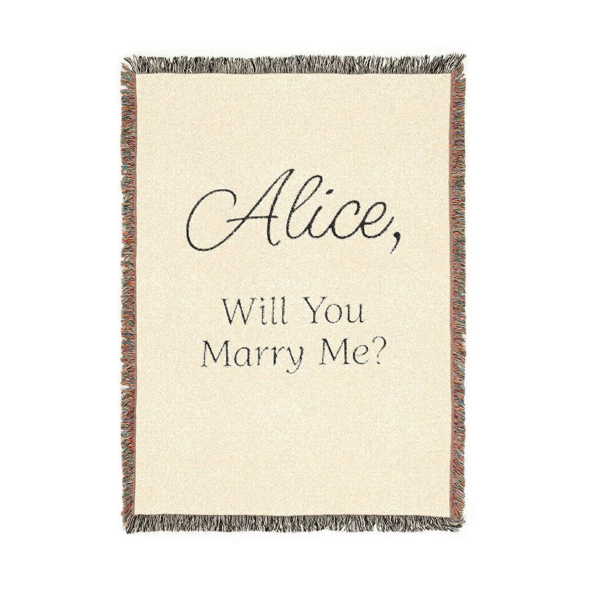Personalized 'Will You Marry Me?' Woven Blanket — Custom Name Proposal Throw