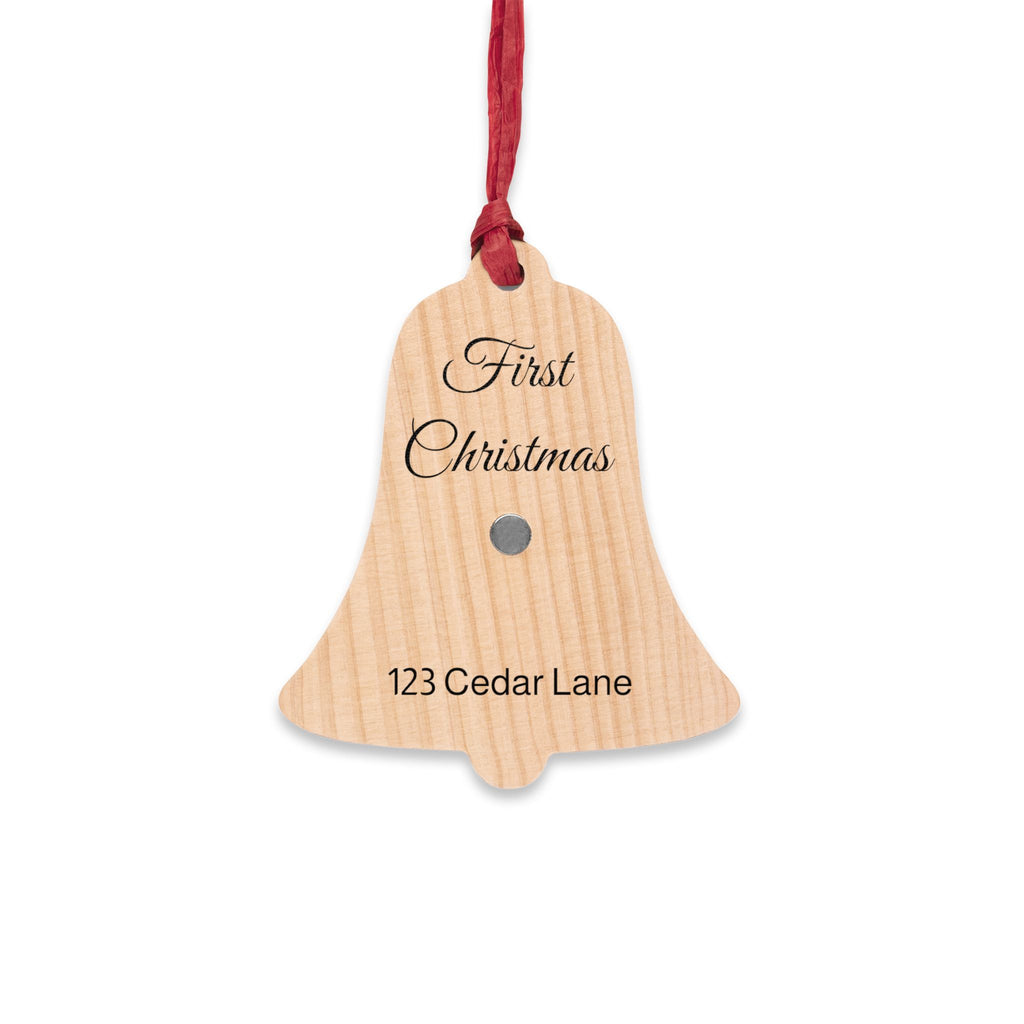 'First Christmas' Cottage Design Wooden Ornament (Custom Name & Year)