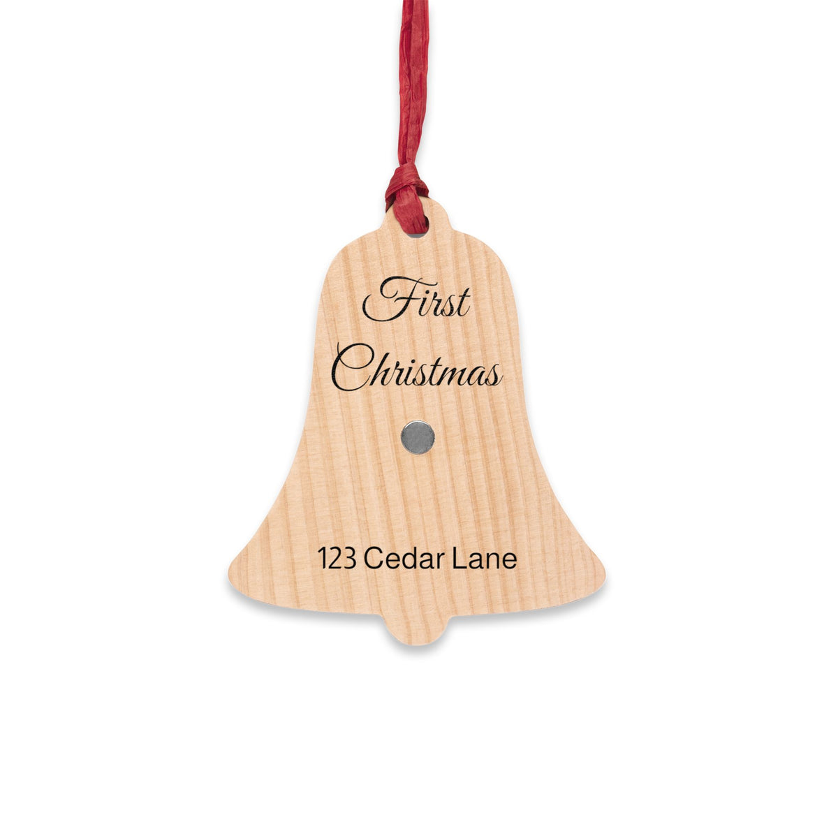'First Christmas' Cottage Design Wooden Ornament (Custom Name & Year)